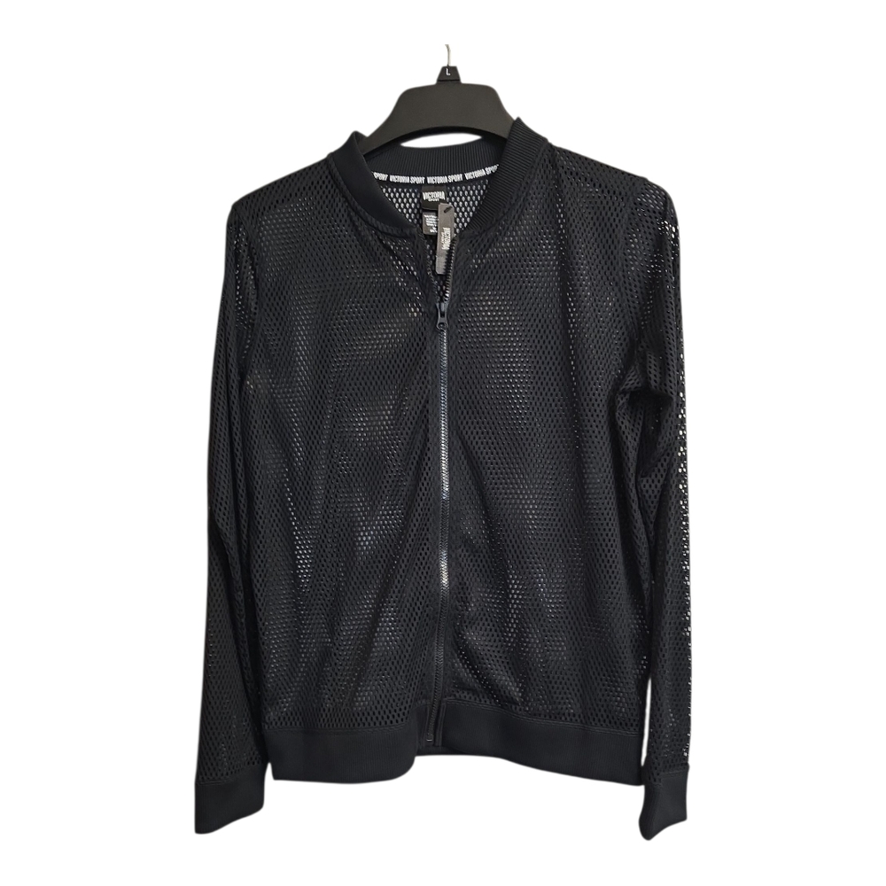 Chic Black Mesh Bomber Jacket
